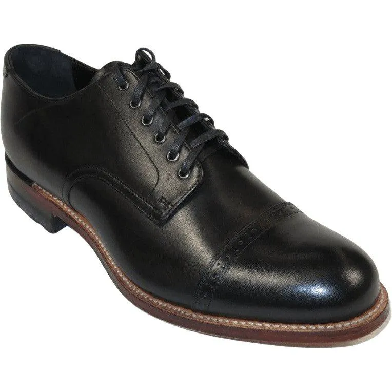00107, Stacy adams Leather Shoes Cap Toe Oxford Lace Up Black