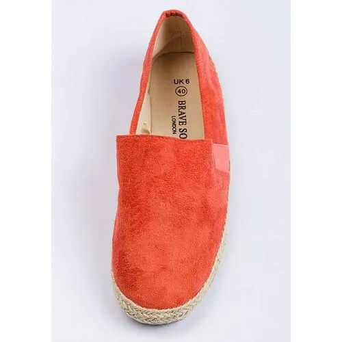 Brave Soul Suedette Slip-On Espadrilles Coral