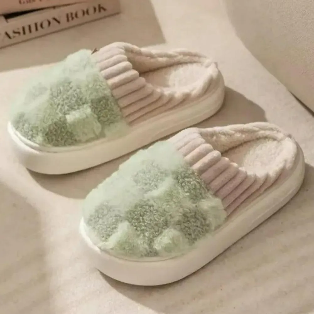 Checkered Plush Memory Foam Indoor Slippers