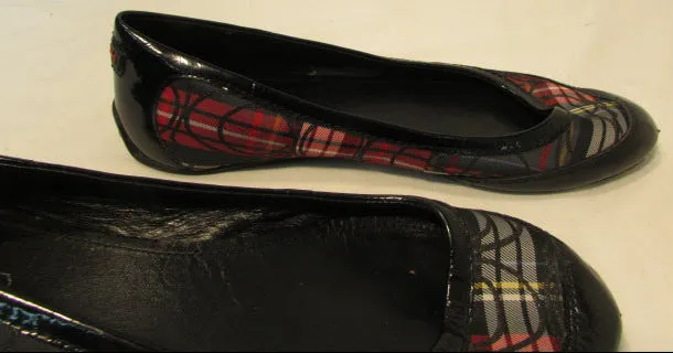 Coach True Plaid Canvas with Leather Trim Ballet Flats