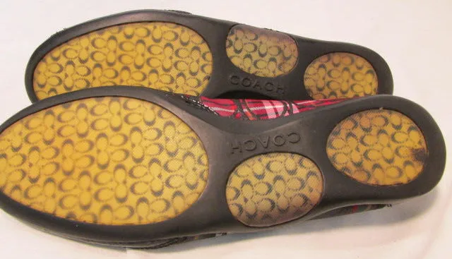 Coach True Plaid Canvas with Leather Trim Ballet Flats