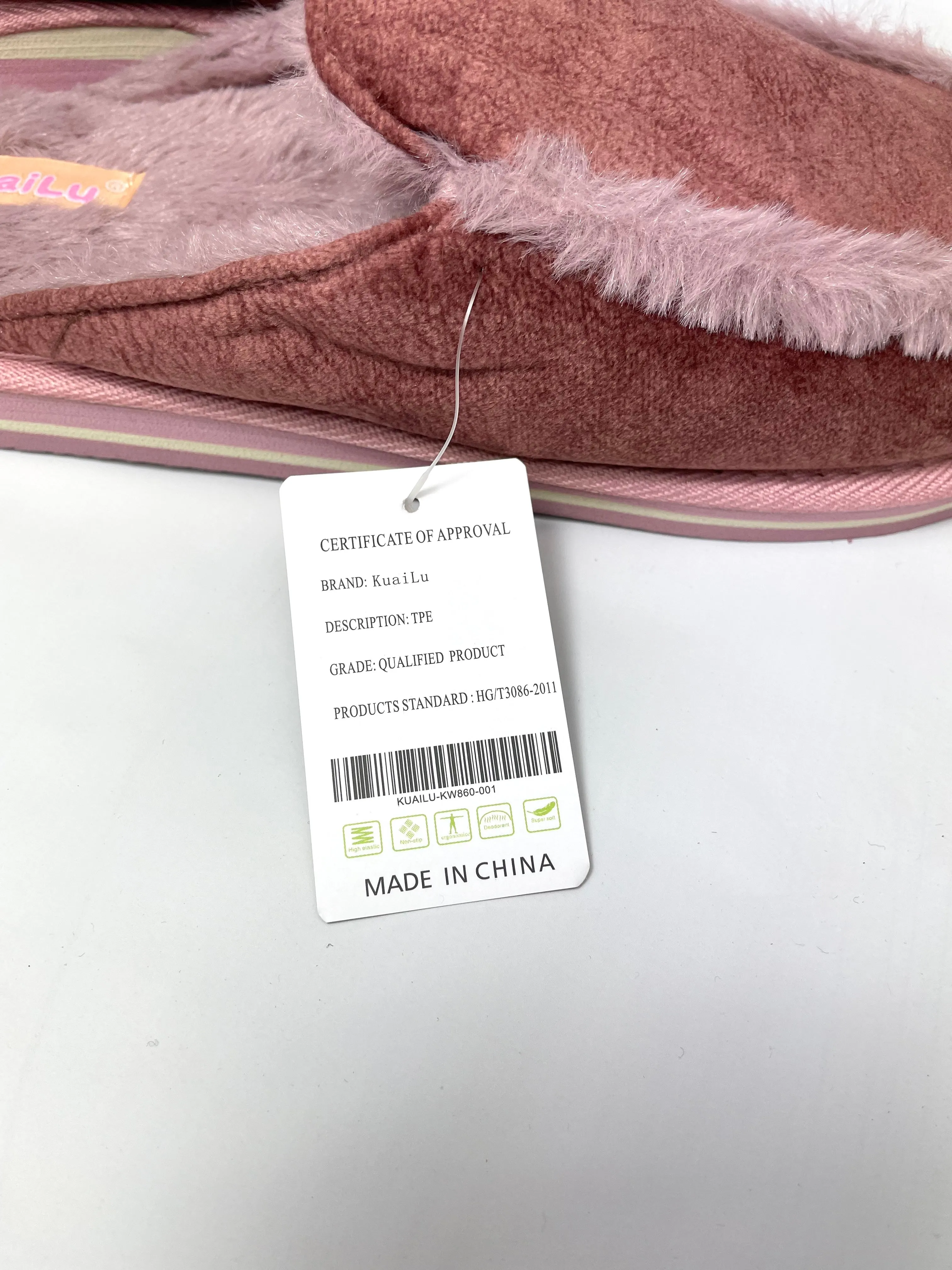 KuaiLu Women's Fuzzy Slippers in Burgundy
