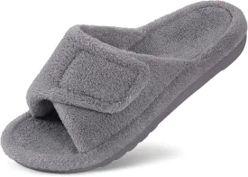 Litfun Women's Orthopedic Slippers with Arch Support Adjustable Open Toe House Shoes for Plantar Fasciitis