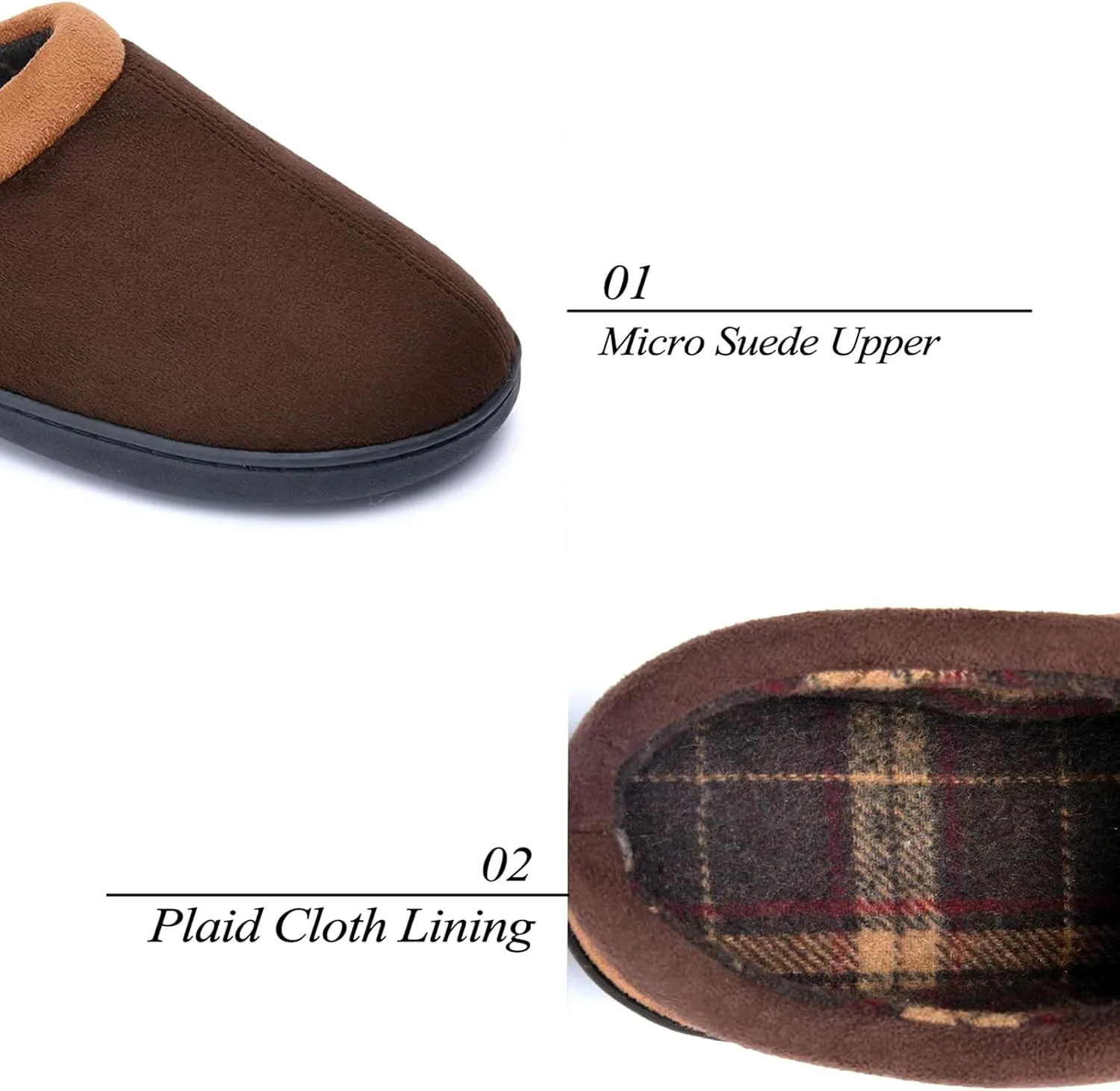 LORDFON Memory Foam Mens Slippers Slip-On Comfy House Slippers for Men Indoor Outdoor Non-Slip Warm Winter Mens Bedroom Slippers Size