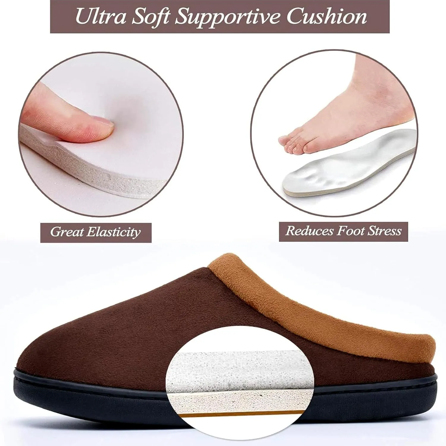 LORDFON Memory Foam Mens Slippers Slip-On Comfy House Slippers for Men Indoor Outdoor Non-Slip Warm Winter Mens Bedroom Slippers Size