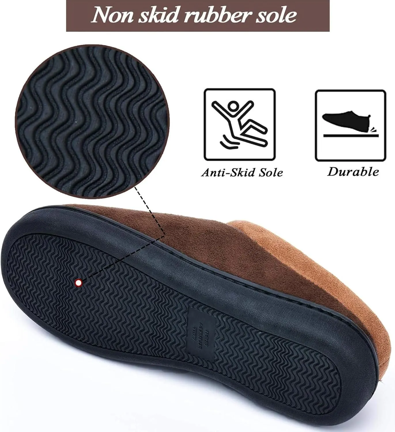 LORDFON Memory Foam Mens Slippers Slip-On Comfy House Slippers for Men Indoor Outdoor Non-Slip Warm Winter Mens Bedroom Slippers Size