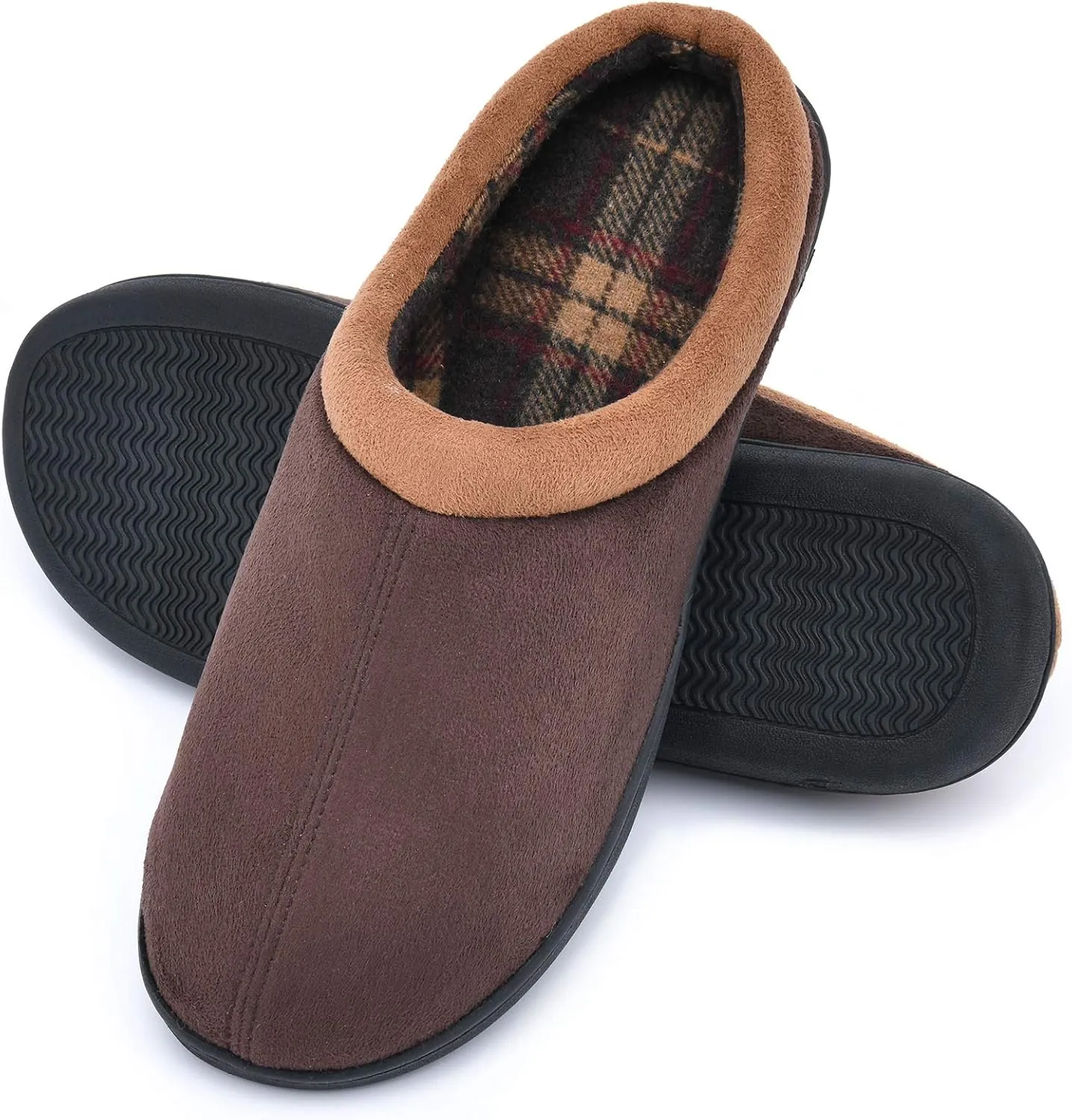 LORDFON Memory Foam Mens Slippers Slip-On Comfy House Slippers for Men Indoor Outdoor Non-Slip Warm Winter Mens Bedroom Slippers Size