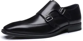 Mens Double Monk Strap Slip on Loafer Cap Toe Leather Oxford Formal Business Casual Comfortable Dress Shoes for Men