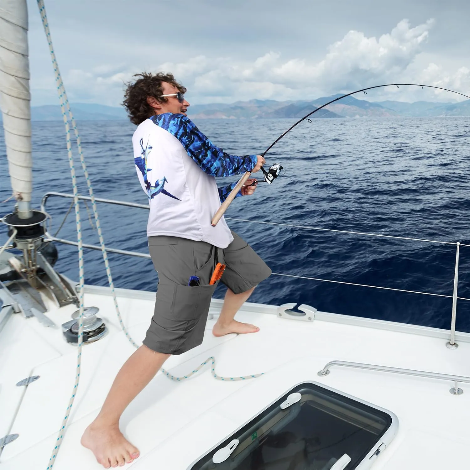 Palmyth Men's Fishing Short Quick Dry 10.5?? Sun Protection UV UPF 50  Cargo Shorts Water Resistant for Saltwater Freshwater