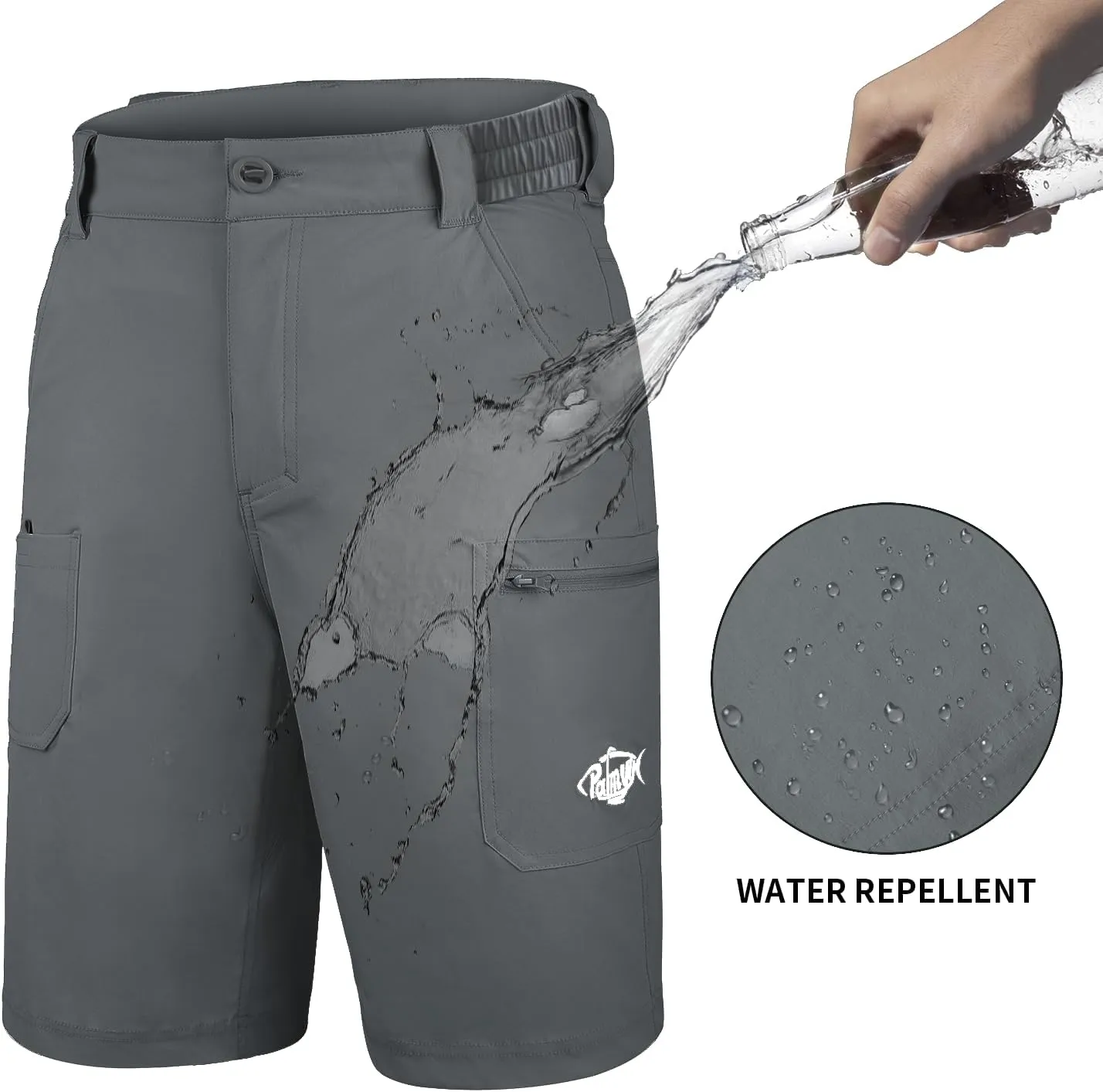 Palmyth Men's Fishing Short Quick Dry 10.5?? Sun Protection UV UPF 50  Cargo Shorts Water Resistant for Saltwater Freshwater