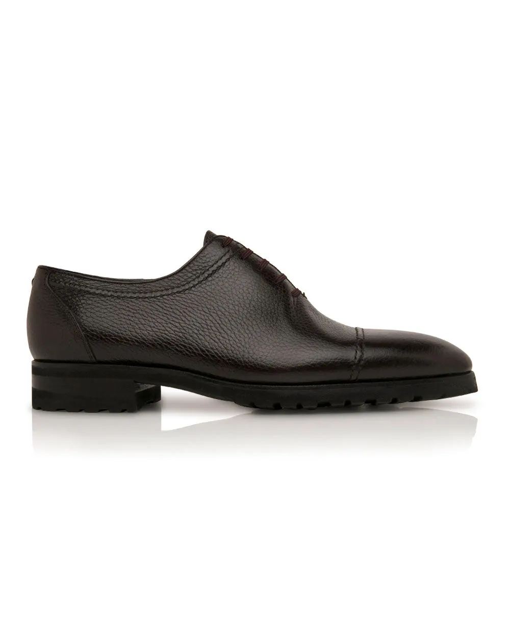 Pebbled Leather Oxford in Dark Brown