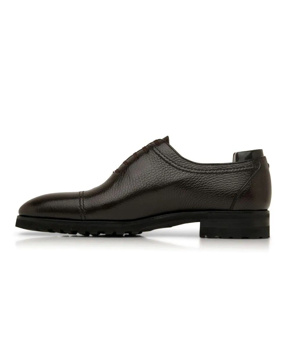 Pebbled Leather Oxford in Dark Brown