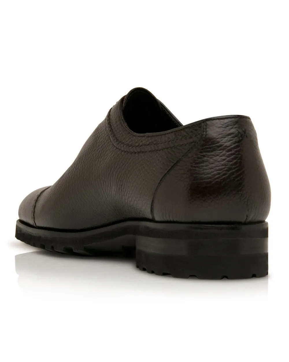 Pebbled Leather Oxford in Dark Brown