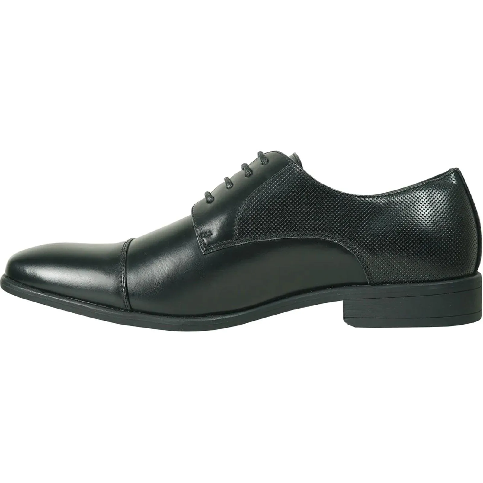 "Bravo Men's Antique Black Cap Toe Oxford Lace Up Dress Shoe"