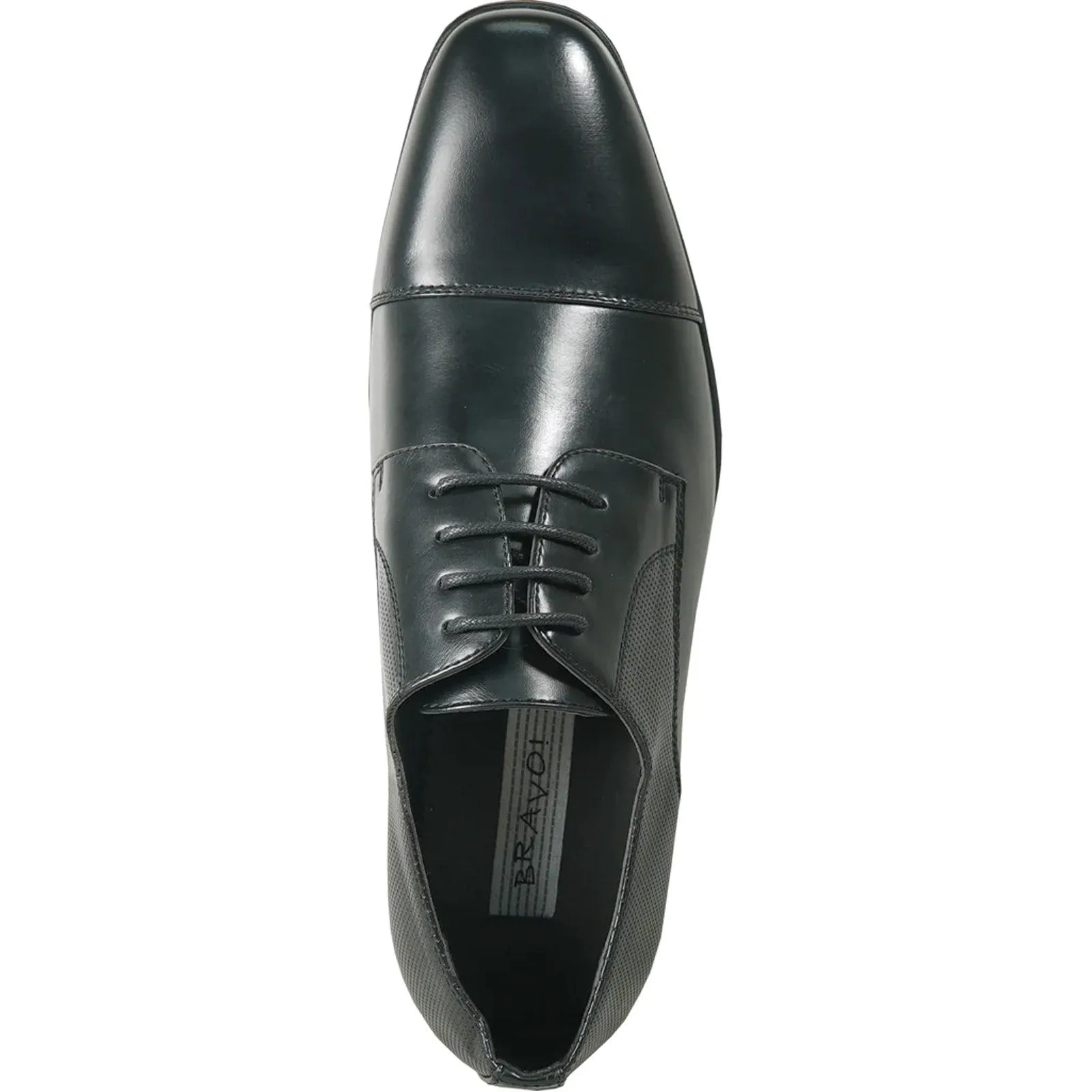 "Bravo Men's Antique Black Cap Toe Oxford Lace Up Dress Shoe"