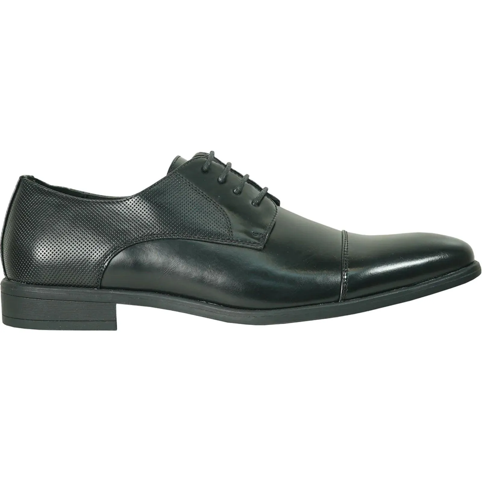 "Bravo Men's Antique Black Cap Toe Oxford Lace Up Dress Shoe"
