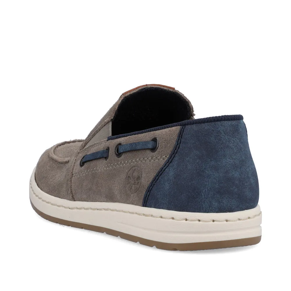 Rieker men's Suede Slip On Deck Style Shoe