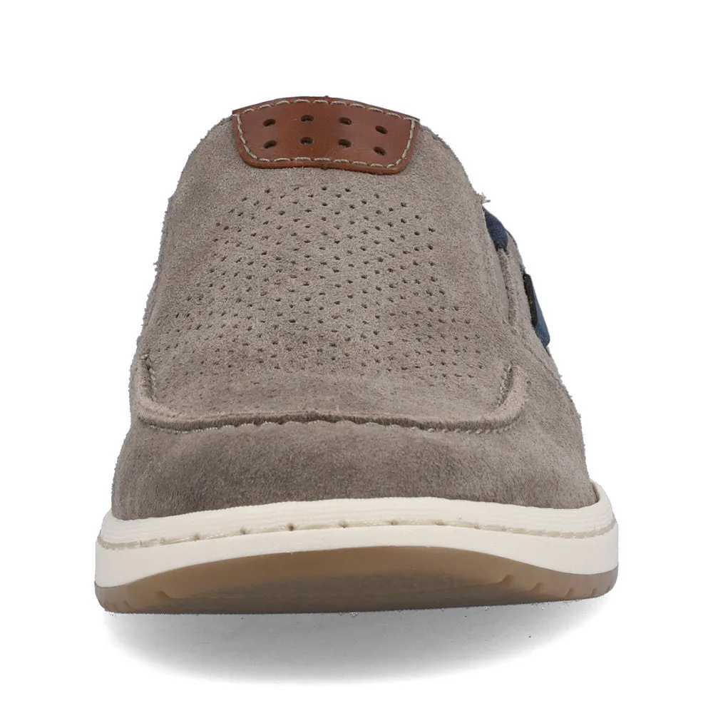 Rieker men's Suede Slip On Deck Style Shoe