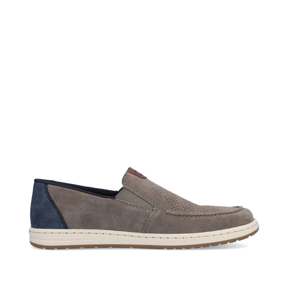 Rieker men's Suede Slip On Deck Style Shoe