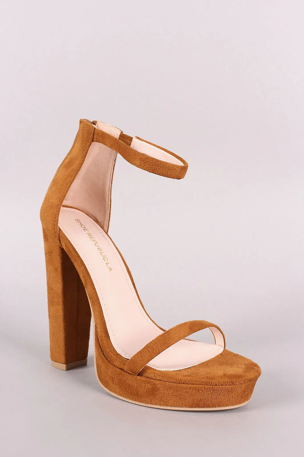 Shoe Republic LA Suede Ankle Strap Platform Chunky Heel