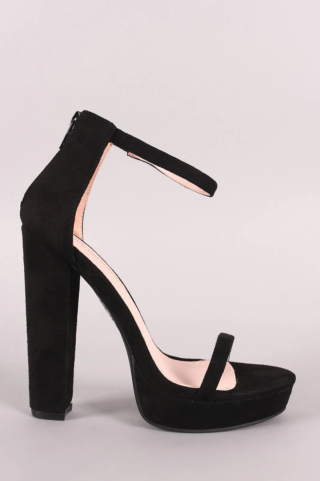 Shoe Republic LA Suede Ankle Strap Platform Chunky Heel