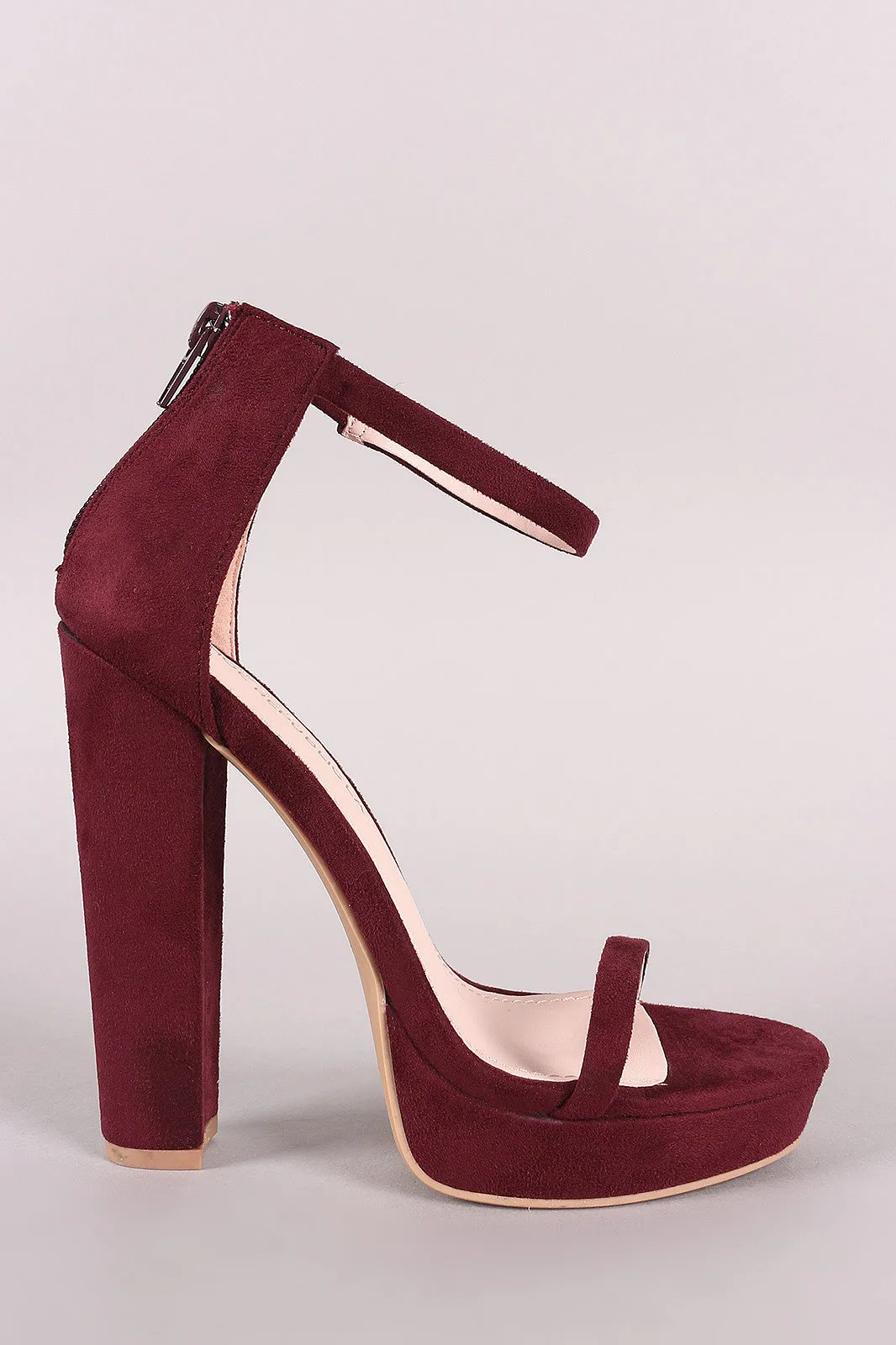 Shoe Republic LA Suede Ankle Strap Platform Chunky Heel