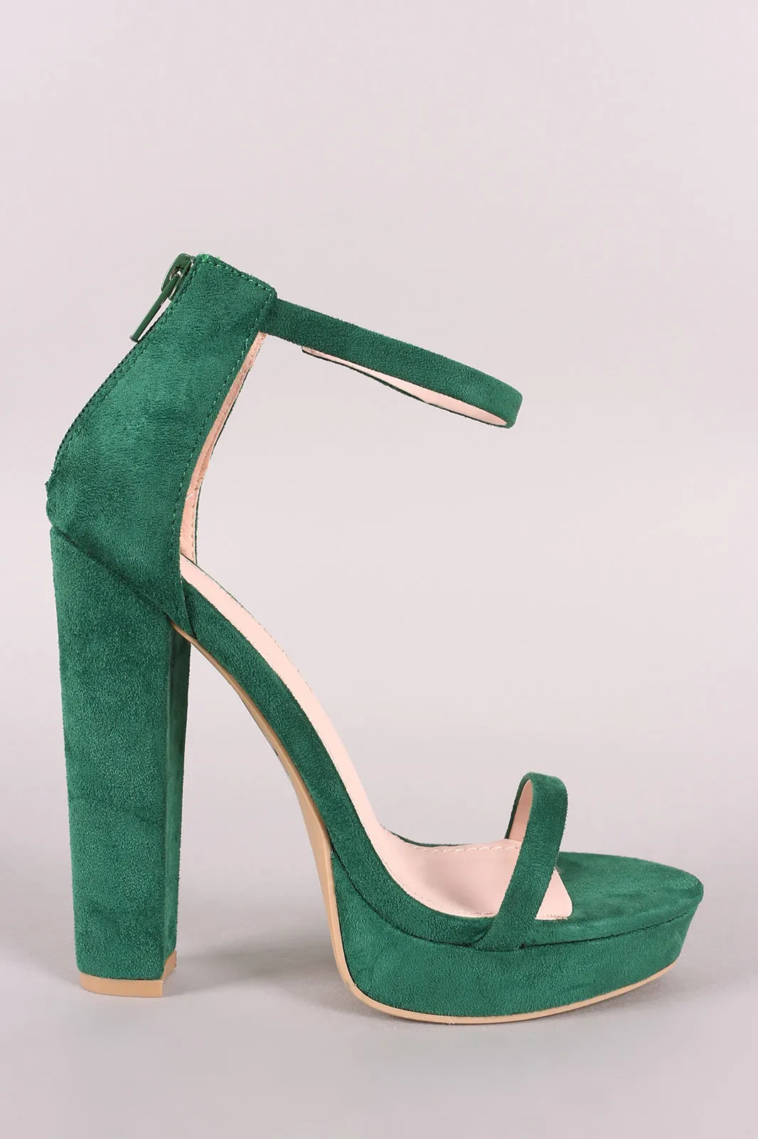 Shoe Republic LA Suede Ankle Strap Platform Chunky Heel