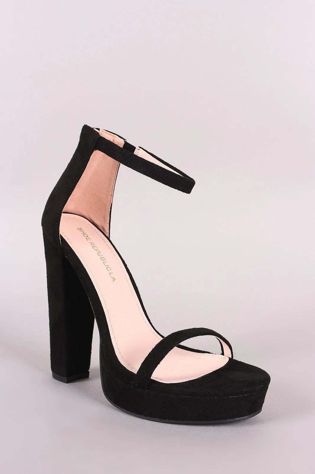 Shoe Republic LA Suede Ankle Strap Platform Chunky Heel