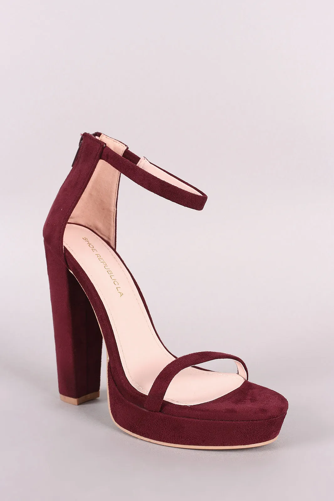 Shoe Republic LA Suede Ankle Strap Platform Chunky Heel