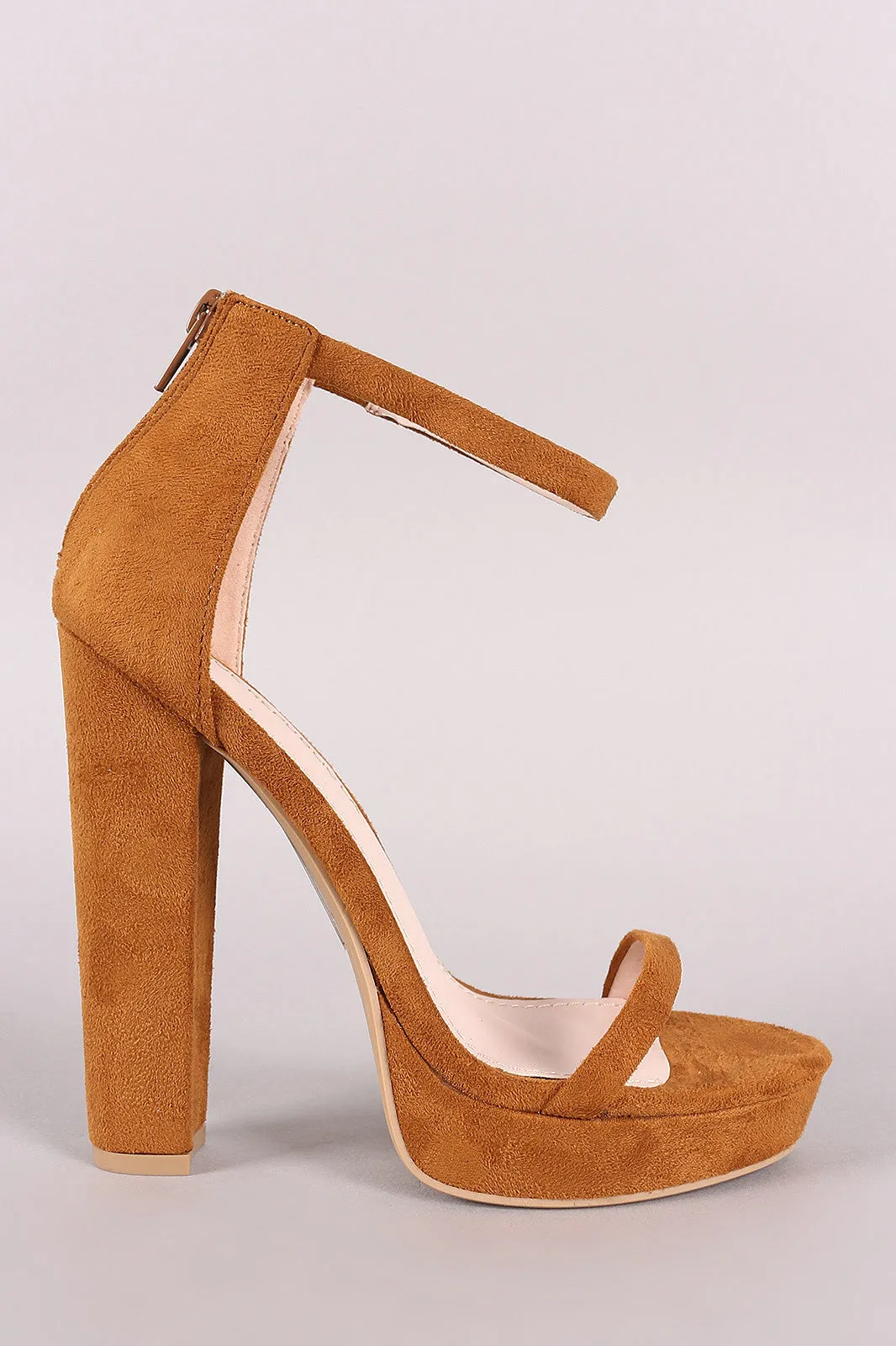 Shoe Republic LA Suede Ankle Strap Platform Chunky Heel