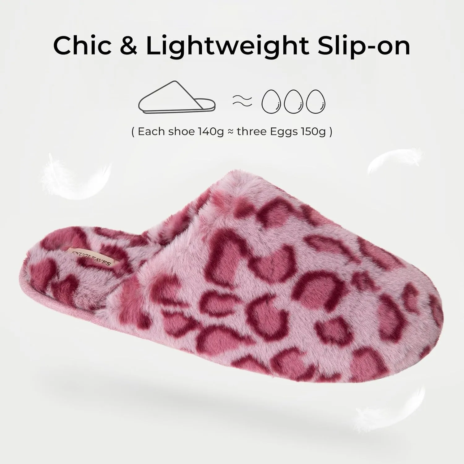 Snug Leaves Women's Fuzzy Scuff Slippers Soft Comfy Memory Foam Non-slip Indoor House Shoes