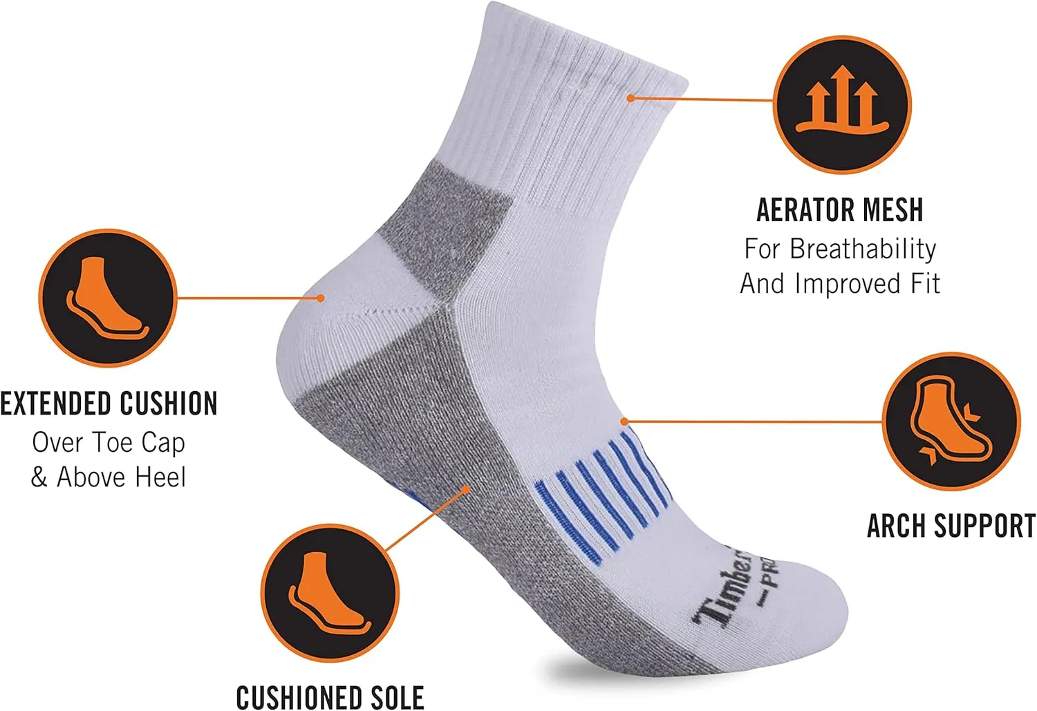 Timberland PRO Men's 6-Pack Quarter Socks