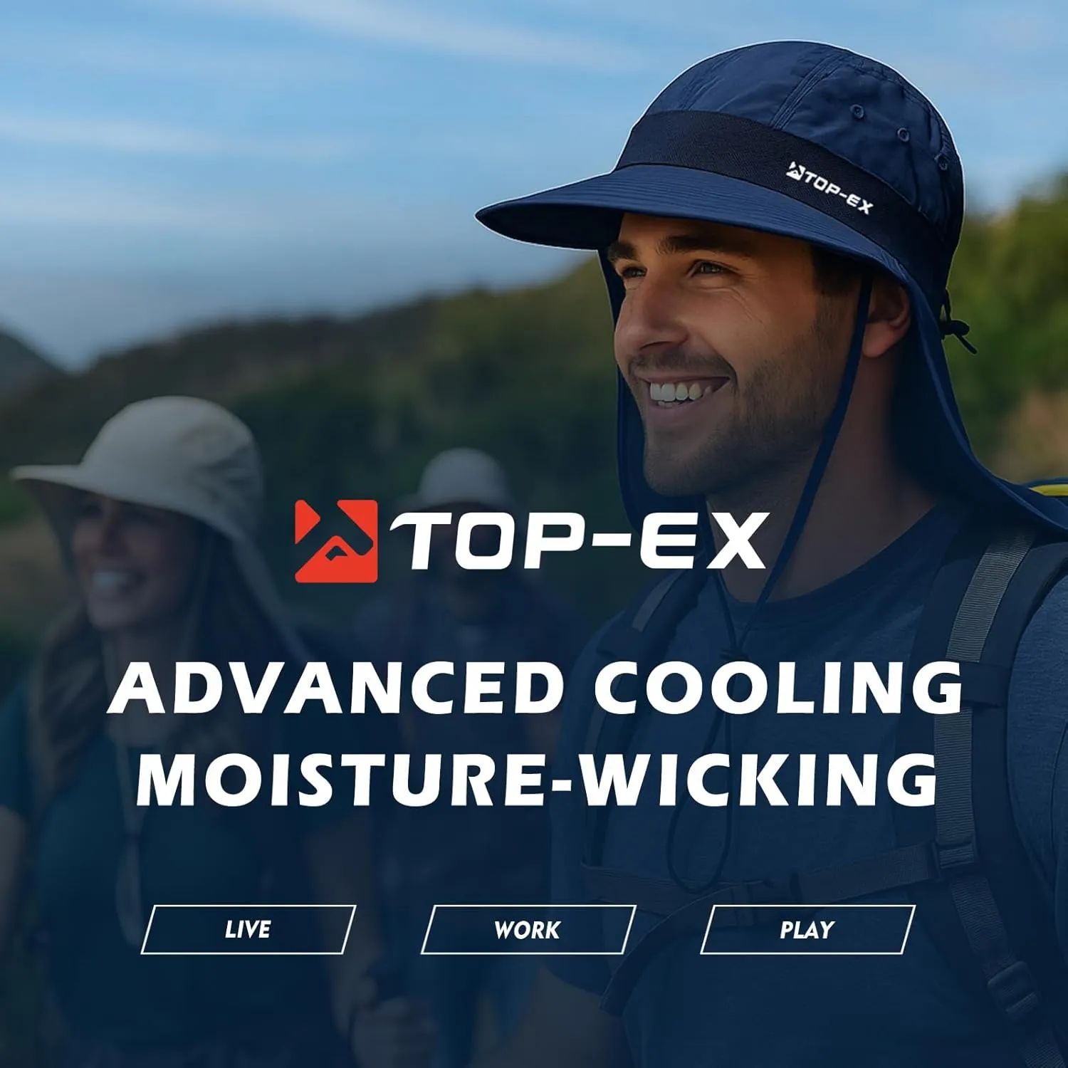 TOP-EX Cooling Sun Hat with Neck Flap ?C UPF 50  Wide Brim Breathable Hat for Hiking, Fishing & Big Heads