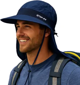 TOP-EX Cooling Sun Hat with Neck Flap ?C UPF 50  Wide Brim Breathable Hat for Hiking, Fishing & Big Heads