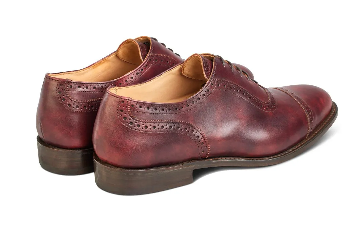 Trenton Toecap Oxford City Shoe - Burgundy Museum Calf