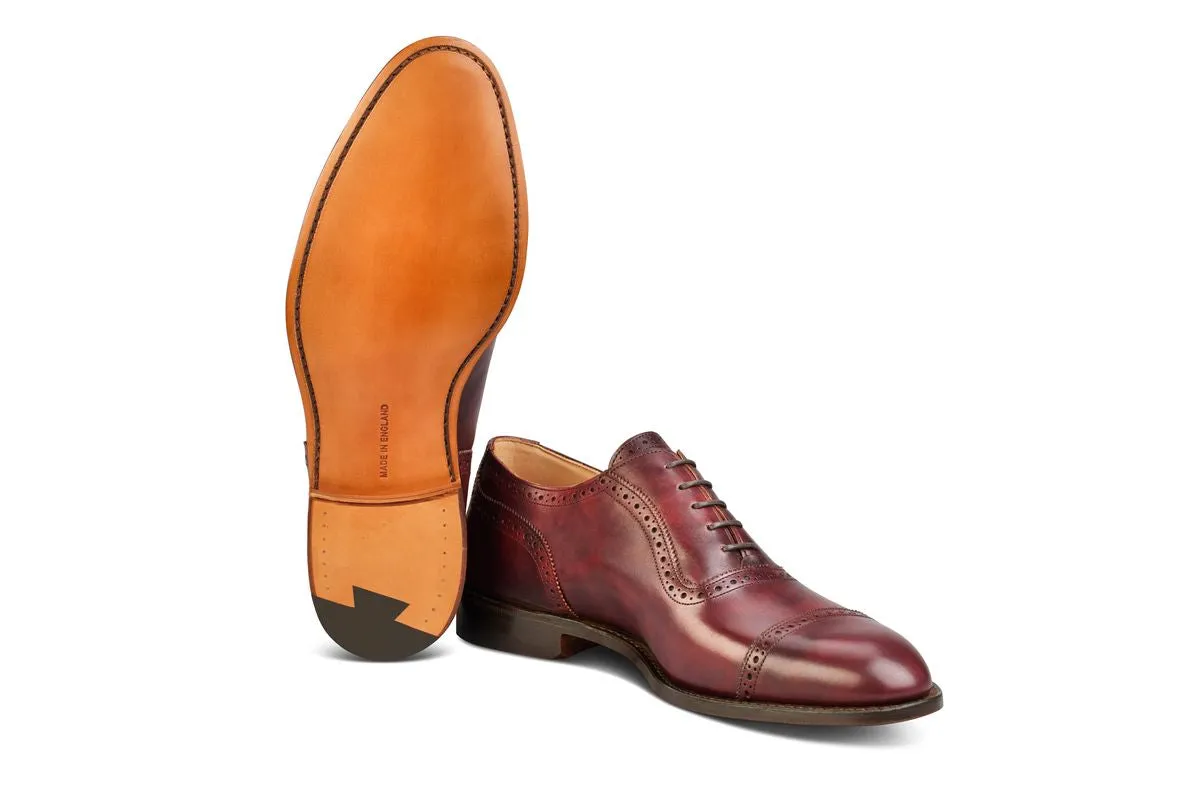 Trenton Toecap Oxford City Shoe - Burgundy Museum Calf