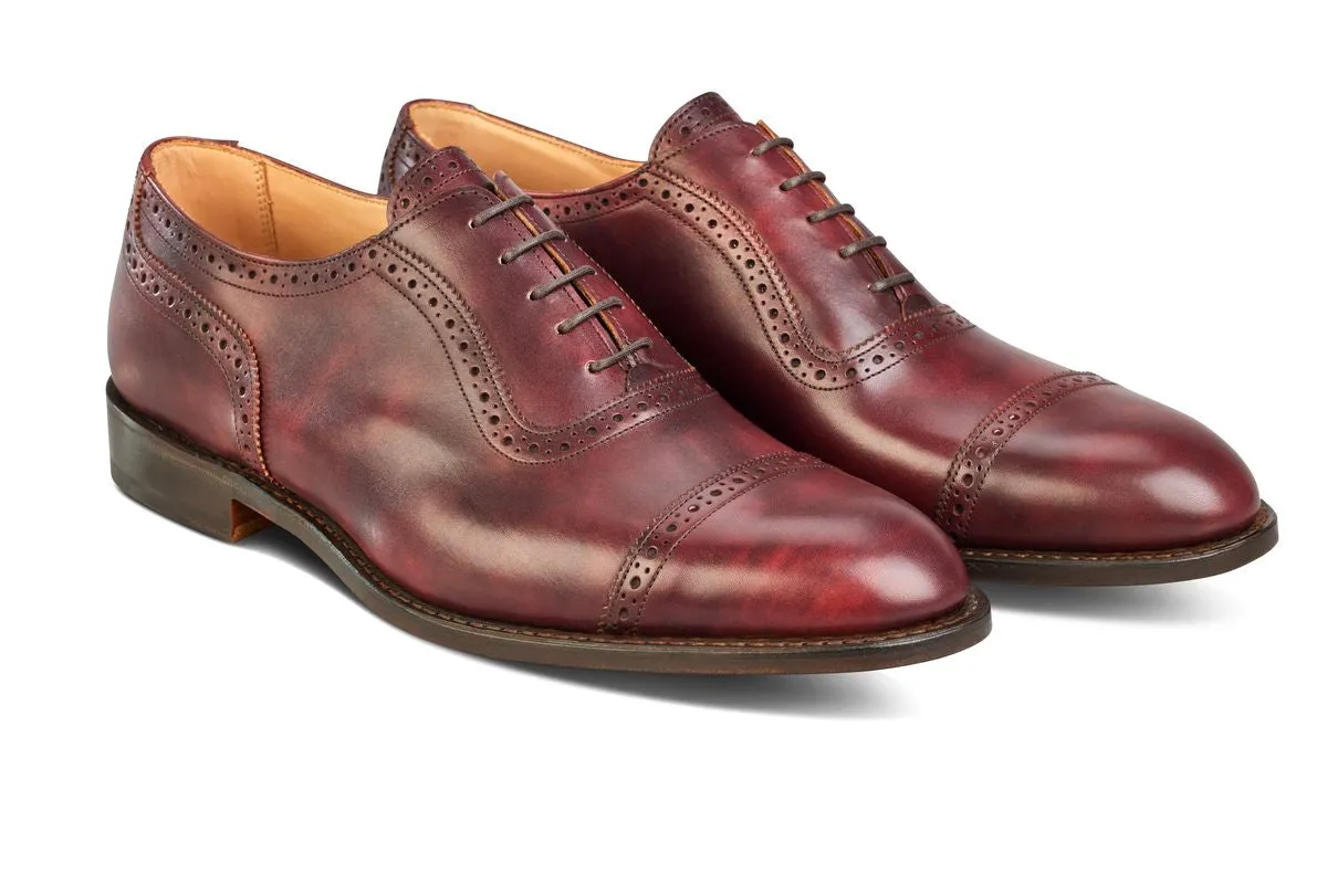 Trenton Toecap Oxford City Shoe - Burgundy Museum Calf
