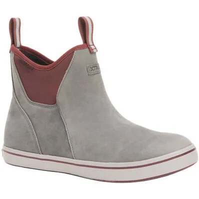 Xtratuf: Leather 6" Ankle Deck Boot Brown / Olive / Grey w red